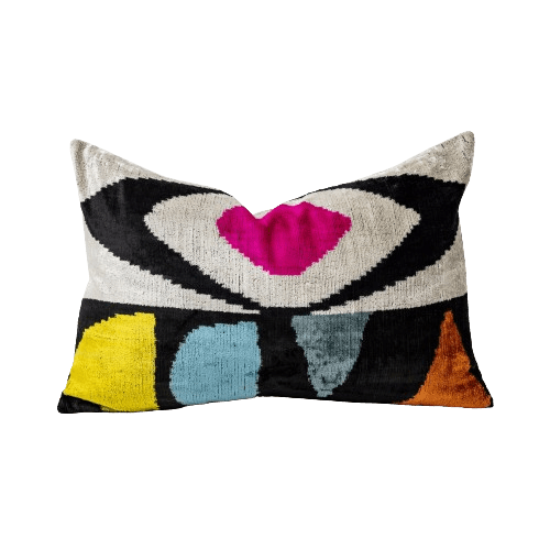 Abstract Eye Velvet Silk Lumbar Pillow - Shop House of Nomad