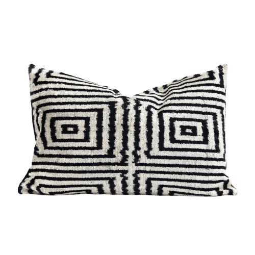 Black Squared Velvet Silk Lumbar Pillow - Shop House of Nomad