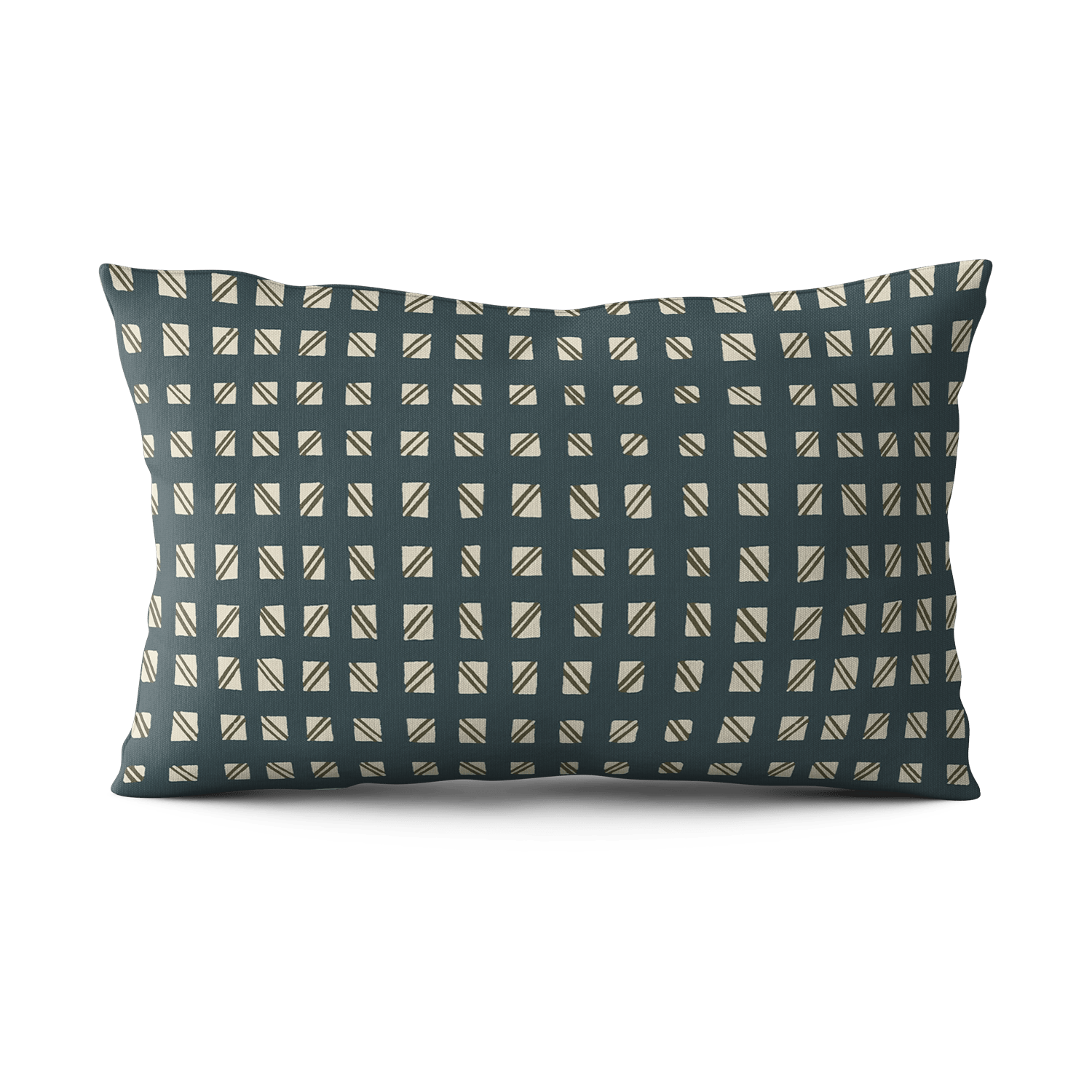 Checked Out Lumbar Pillow - Teal & Olive - Shop House of Nomad