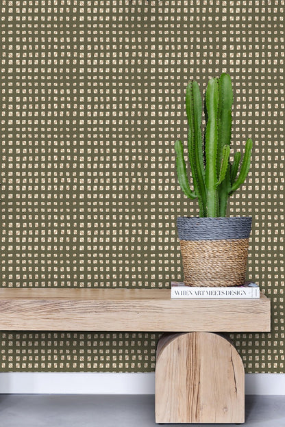 Checked Out Walllpaper - Olive & Terracotta - Shop House of Nomad