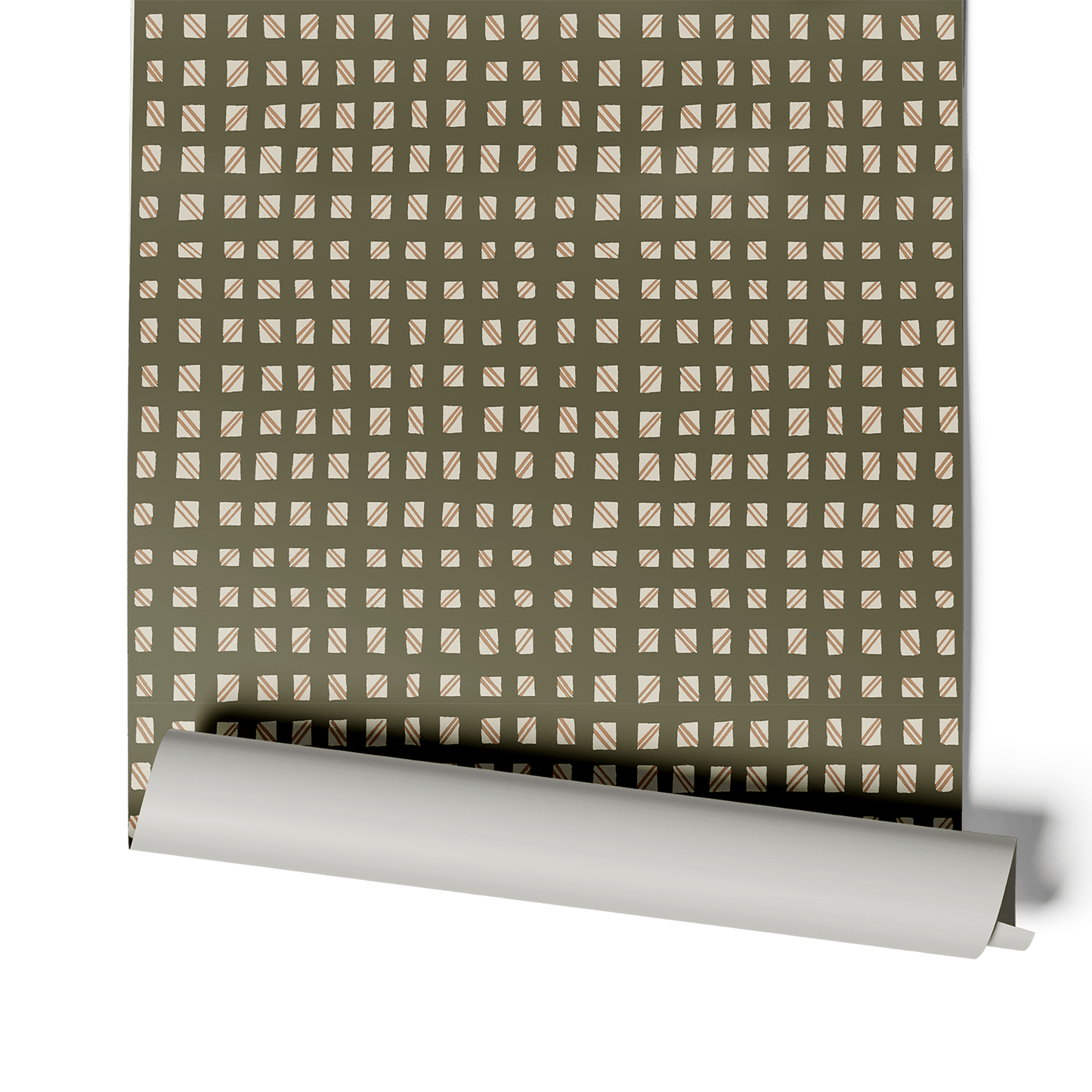 Checked Out Walllpaper - Olive & Terracotta - Shop House of Nomad