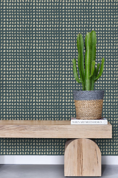 Checked Out Walllpaper - Teal & Olive - Shop House of Nomad