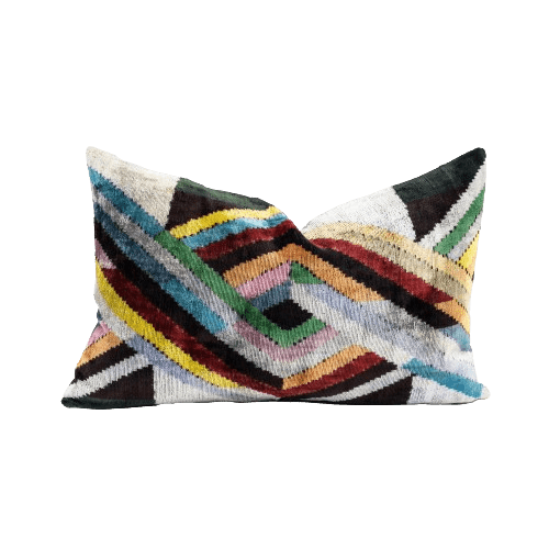 Rainbow Road Velvet Silk Lumbar Pillow - Shop House of Nomad