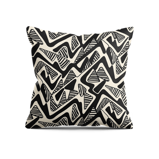 Round Trip Square Pillow - White & Black - Shop House of Nomad