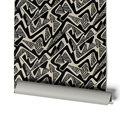 Round Trip Wallpaper - White & Black - Shop House of Nomad